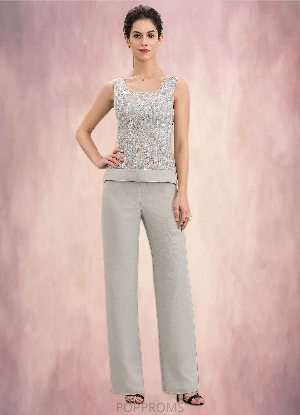 Allyson Jumpsuit/Pantsuit Scoop Neck Floor-Length Chiffon Lace Mother of the Bride Dress PP6126P0014632