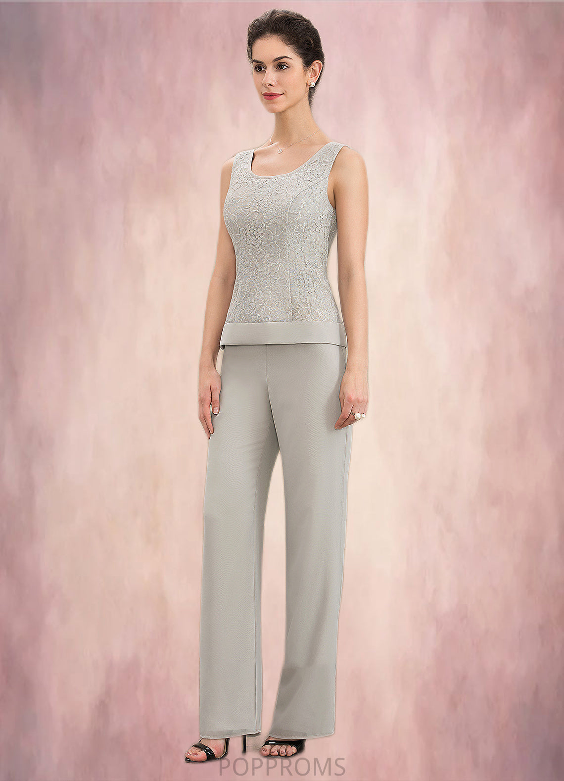 Allyson Jumpsuit/Pantsuit Scoop Neck Floor-Length Chiffon Lace Mother of the Bride Dress PP6126P0014632