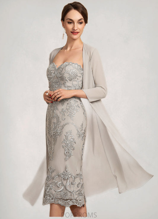 Judith Sheath/Column Sweetheart Knee-Length Lace Mother of the Bride Dress PP6126P0014634