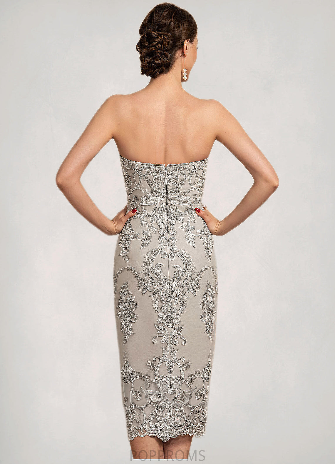 Judith Sheath/Column Sweetheart Knee-Length Lace Mother of the Bride Dress PP6126P0014634