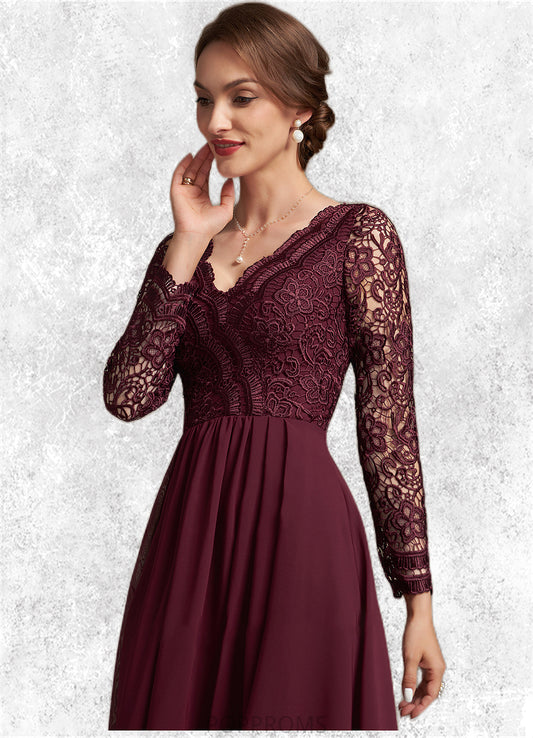 Nora A-line V-Neck Asymmetrical Chiffon Lace Mother of the Bride Dress PP6126P0014640