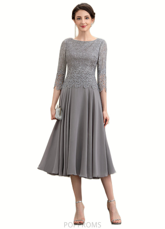 Willow A-Line Scoop Neck Tea-Length Chiffon Lace Mother of the Bride Dress PP6126P0014648