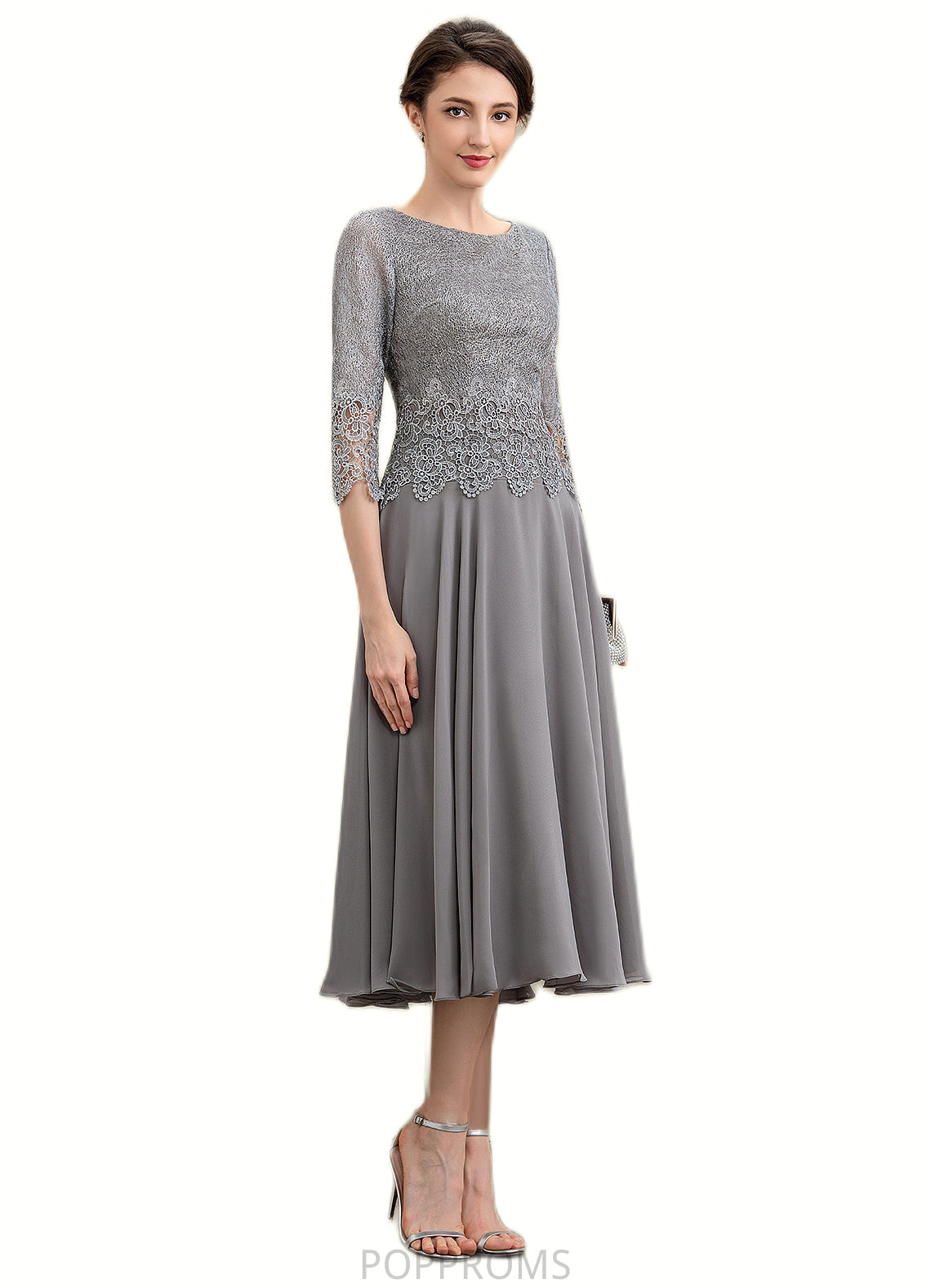 Willow A-Line Scoop Neck Tea-Length Chiffon Lace Mother of the Bride Dress PP6126P0014648