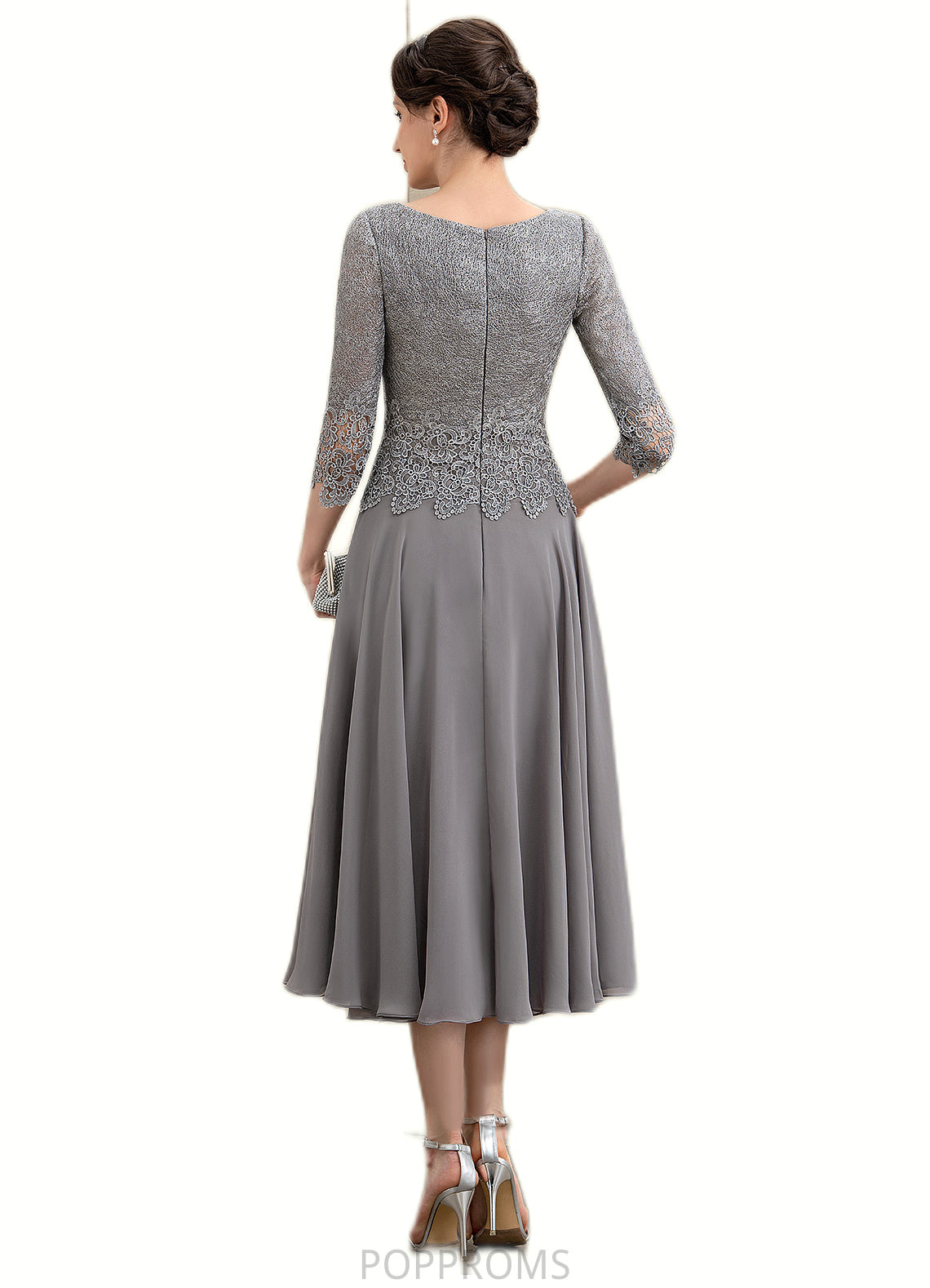 Willow A-Line Scoop Neck Tea-Length Chiffon Lace Mother of the Bride Dress PP6126P0014648