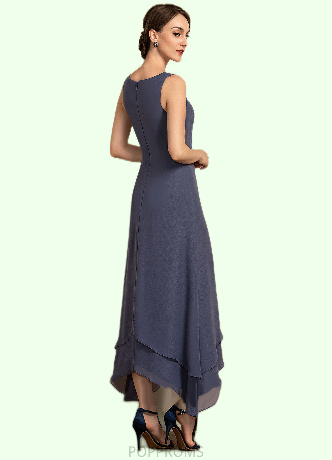 Lucia A-line V-Neck Ankle-Length Chiffon Mother of the Bride Dress With Beading PP6126P0014655