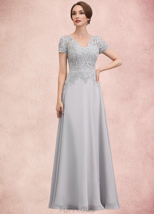 Lizbeth A-line V-Neck Floor-Length Chiffon Lace Mother of the Bride Dress With Sequins PP6126P0014658