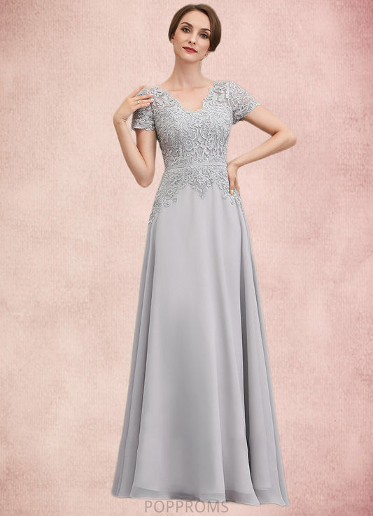 Lizbeth A-line V-Neck Floor-Length Chiffon Lace Mother of the Bride Dress With Sequins PP6126P0014658