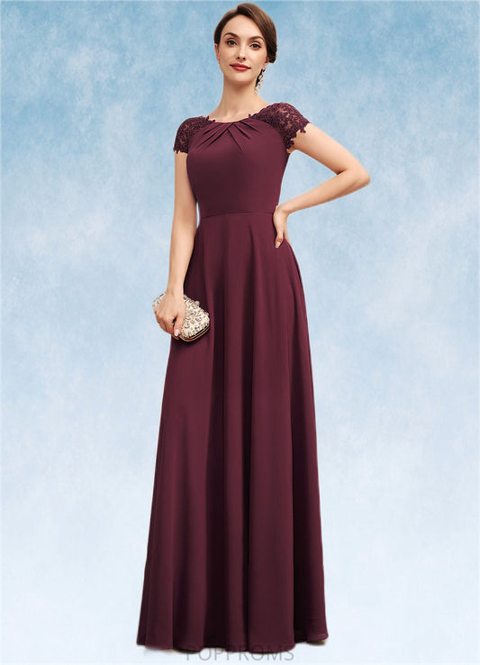 Aurora A-Line Scoop Neck Floor-Length Chiffon Mother of the Bride Dress With Ruffle Lace PP6126P0014662