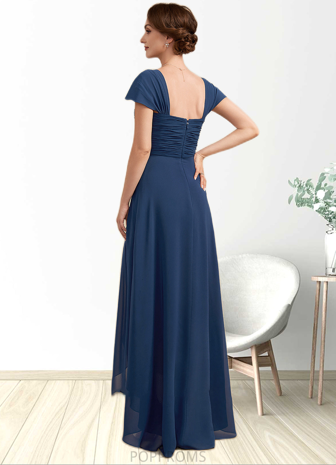 Destinee A-Line Sweetheart Asymmetrical Chiffon Lace Mother of the Bride Dress With Ruffle Beading Sequins PP6126P0014663