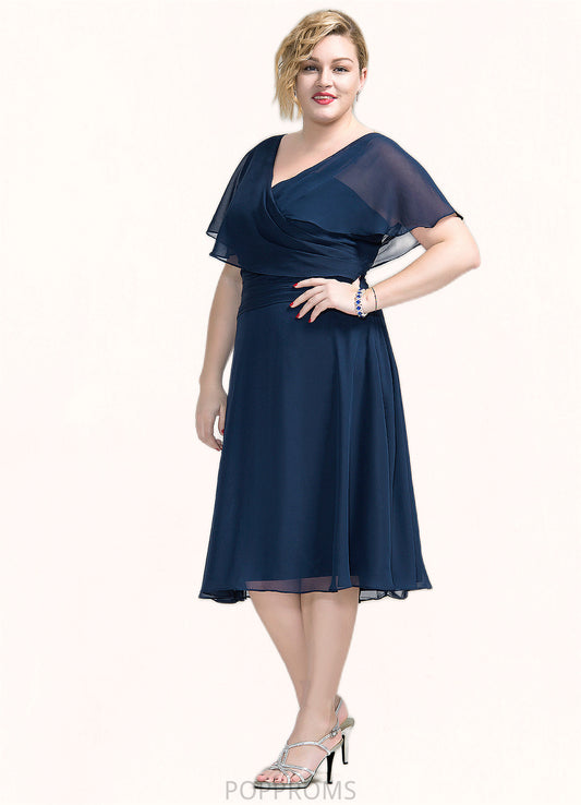 Lily A-Line V-neck Knee-Length Chiffon Mother of the Bride Dress With Ruffle PP6126P0014664