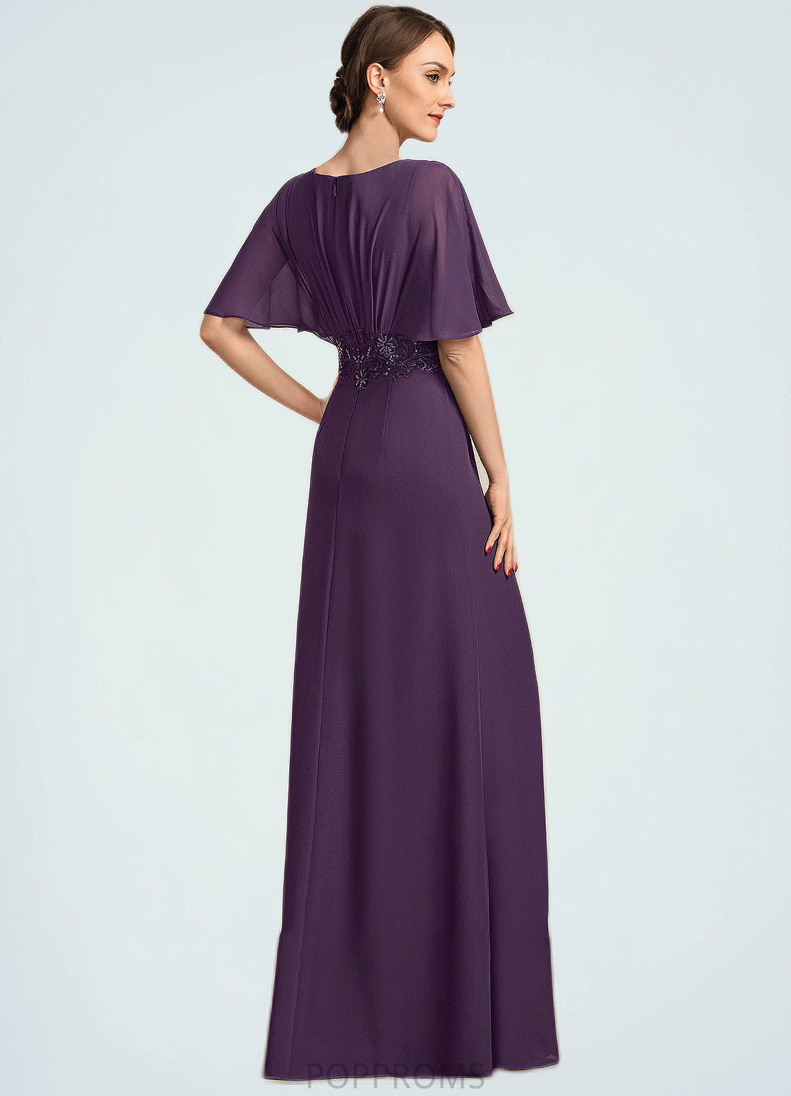 Shyla A-Line V-neck Floor-Length Chiffon Mother of the Bride Dress With Lace Sequins PP6126P0014665