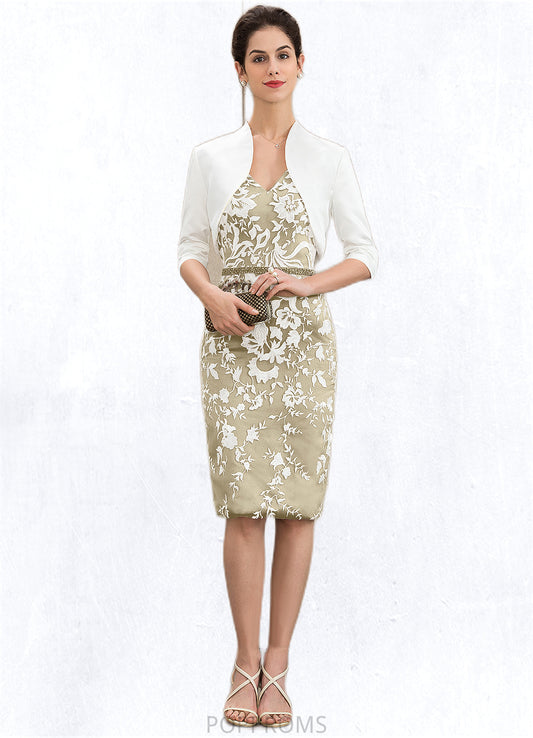 Alessandra Sheath/Column V-neck Knee-Length Lace Mother of the Bride Dress With Beading Sequins PP6126P0014668