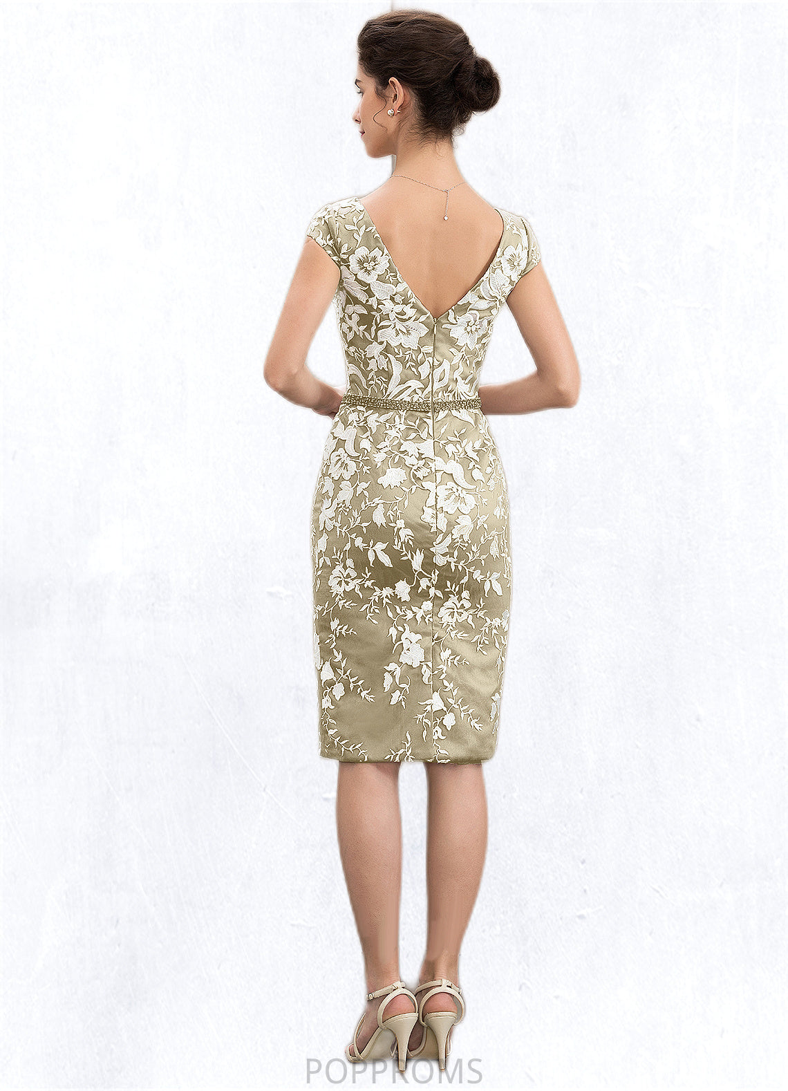 Alessandra Sheath/Column V-neck Knee-Length Lace Mother of the Bride Dress With Beading Sequins PP6126P0014668