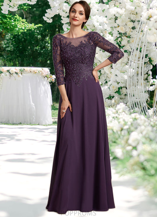 Cali A-Line Scoop Neck Floor-Length Chiffon Lace Mother of the Bride Dress With Sequins PP6126P0014670