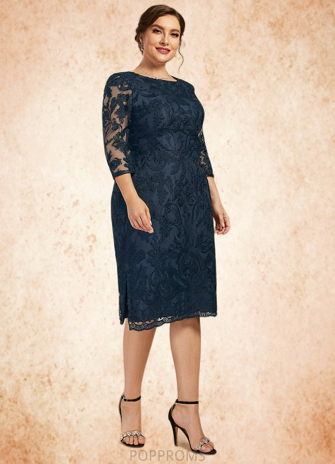 Jennifer Sheath/Column Scoop Neck Knee-Length Lace Mother of the Bride Dress PP6126P0014675