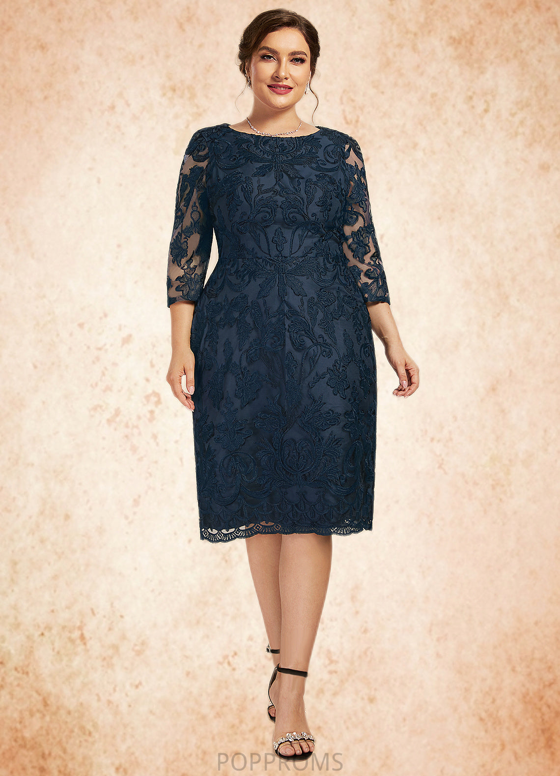 Jennifer Sheath/Column Scoop Neck Knee-Length Lace Mother of the Bride Dress PP6126P0014675