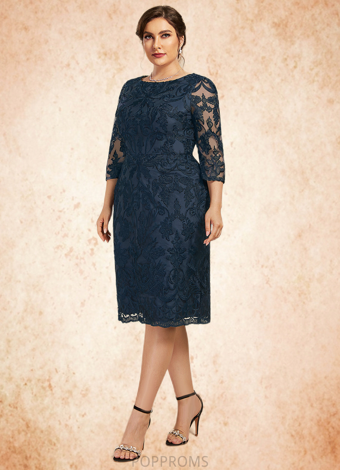 Jennifer Sheath/Column Scoop Neck Knee-Length Lace Mother of the Bride Dress PP6126P0014675