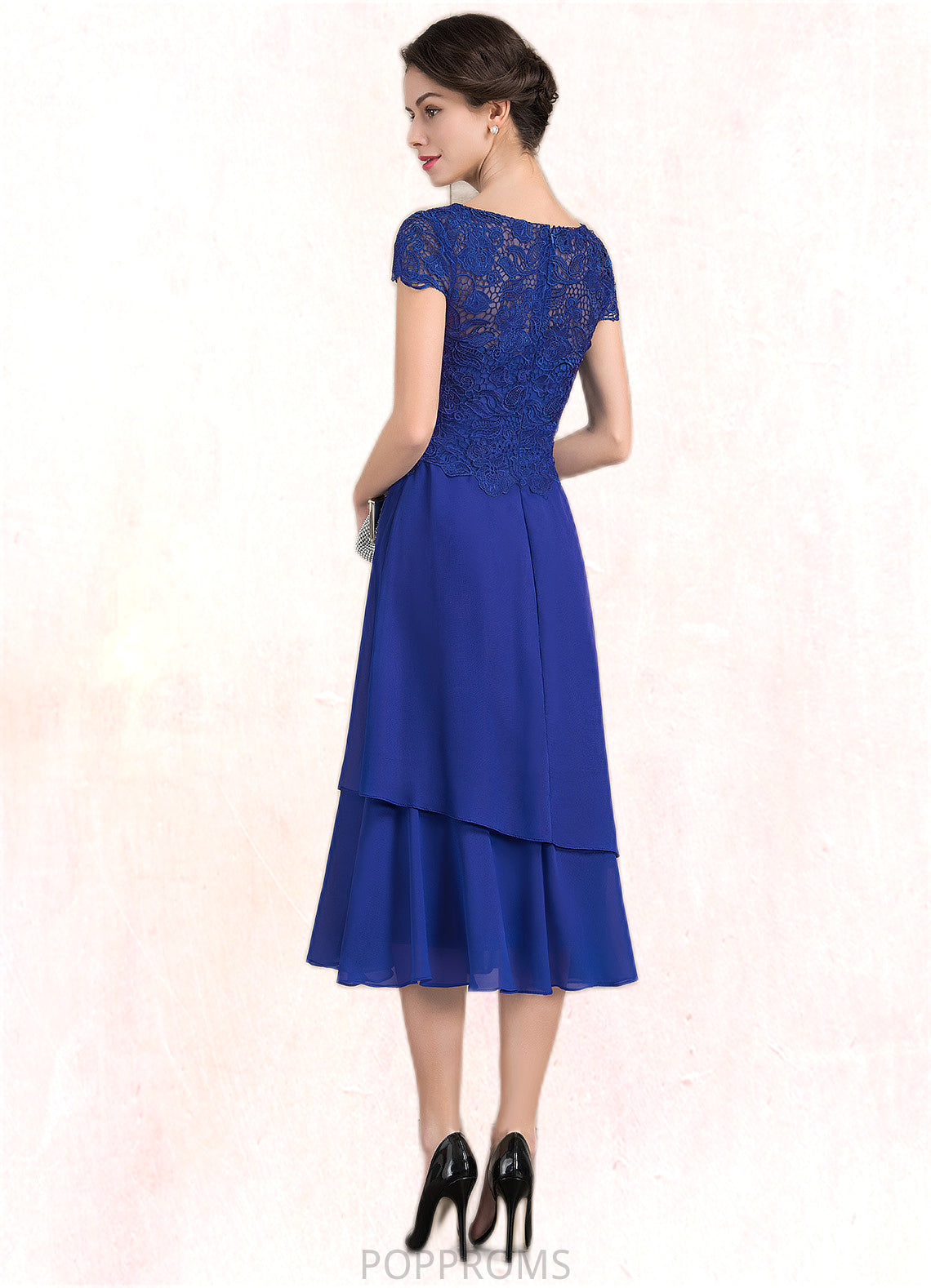 Camille A-Line Scoop Neck Tea-Length Chiffon Lace Mother of the Bride Dress PP6126P0014685