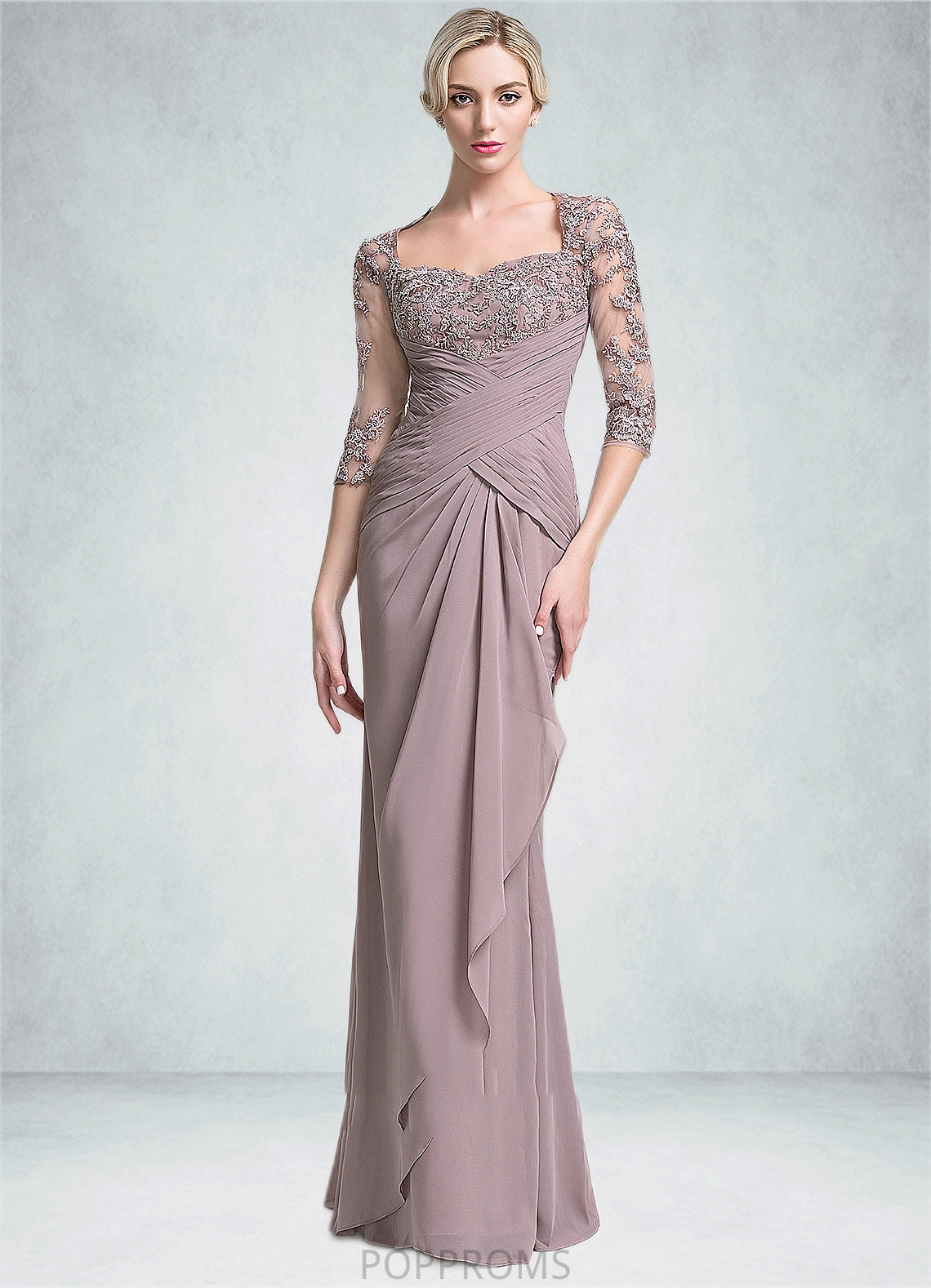 Maya Trumpet/Mermaid Sweetheart Floor-Length Chiffon Mother of the Bride Dress With Ruffle Cascading Ruffles PP6126P0014694