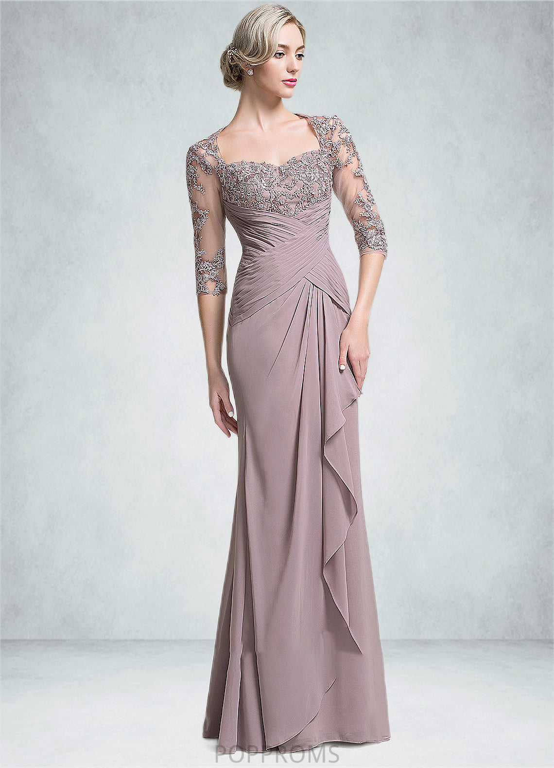 Maya Trumpet/Mermaid Sweetheart Floor-Length Chiffon Mother of the Bride Dress With Ruffle Cascading Ruffles PP6126P0014694