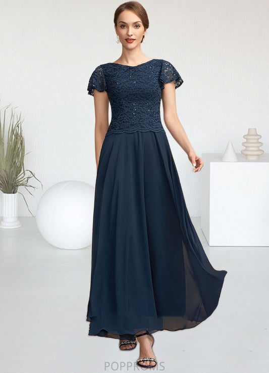 Kinsley A-Line Scoop Neck Ankle-Length Chiffon Lace Mother of the Bride Dress With Sequins PP6126P0014701