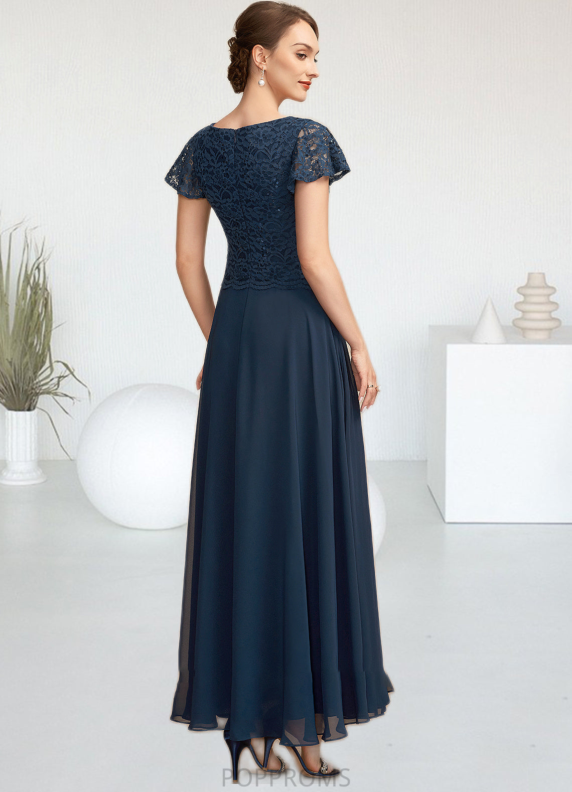 Kinsley A-Line Scoop Neck Ankle-Length Chiffon Lace Mother of the Bride Dress With Sequins PP6126P0014701