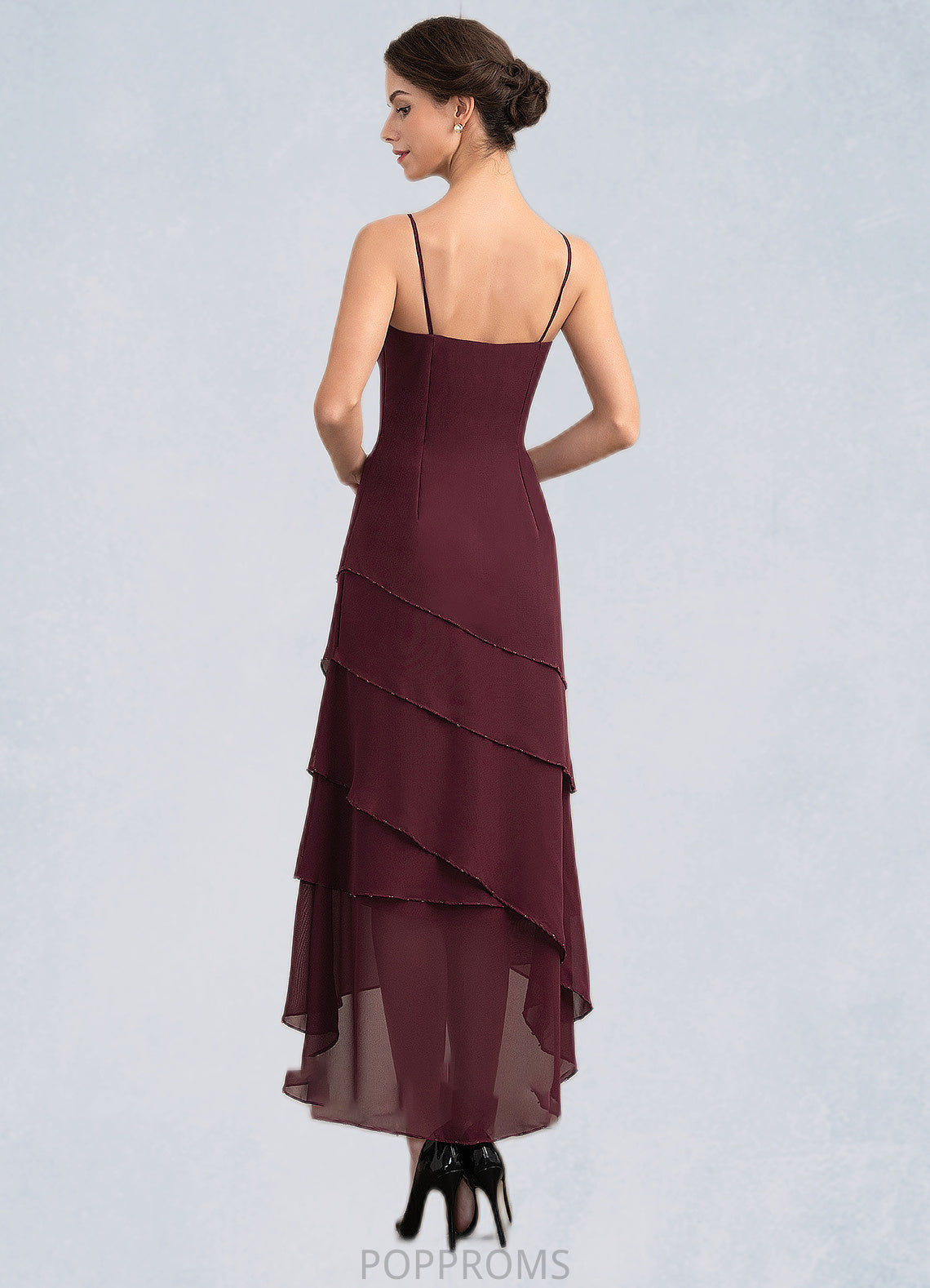 Genesis A-Line Scoop Neck Asymmetrical Chiffon Mother of the Bride Dress With Beading PP6126P0014710