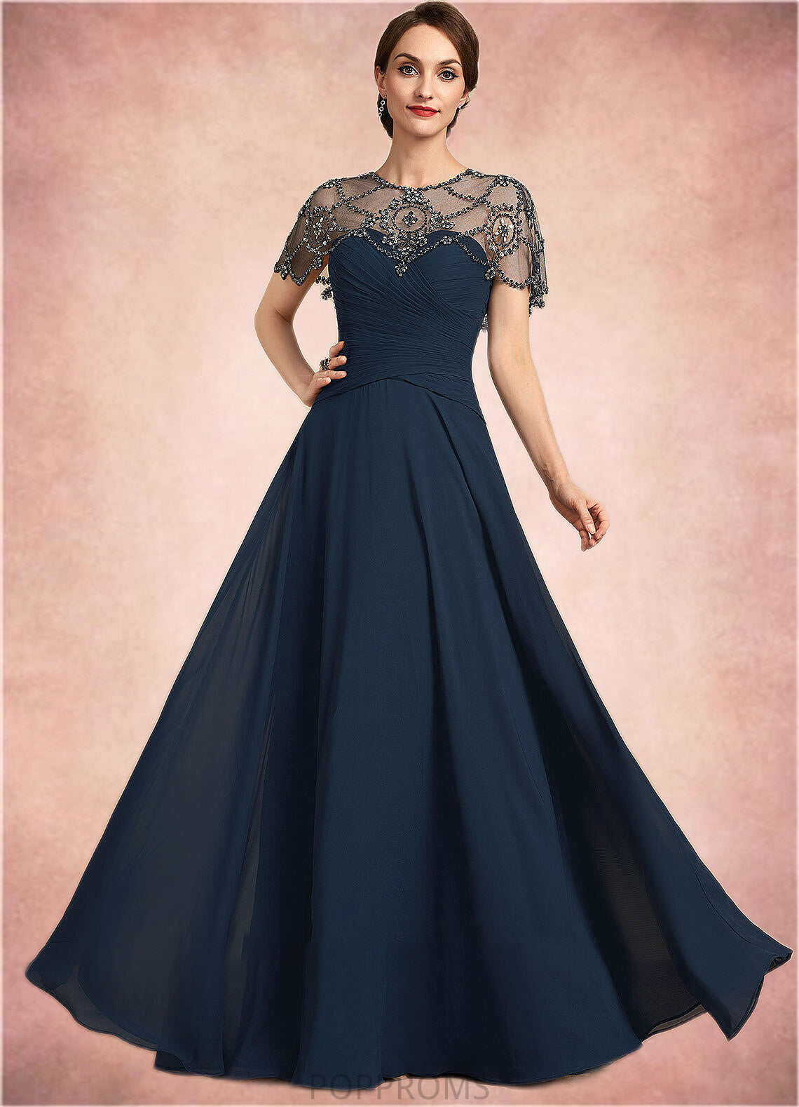 Maya A-Line Scoop Neck Floor-Length Chiffon Mother of the Bride Dress With Ruffle Beading Sequins PP6126P0014711