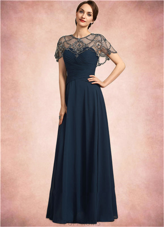 Maya A-Line Scoop Neck Floor-Length Chiffon Mother of the Bride Dress With Ruffle Beading Sequins PP6126P0014711