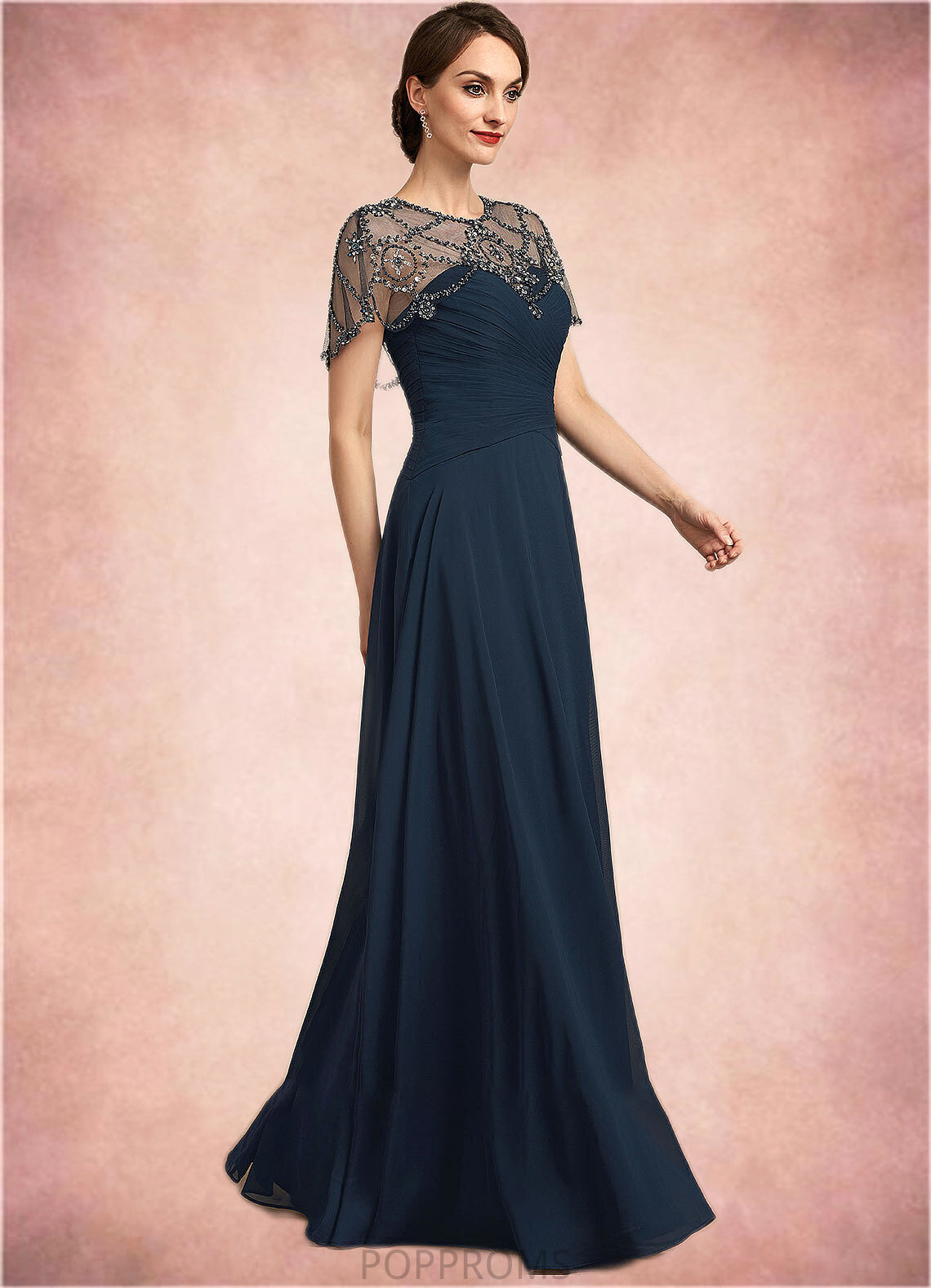 Maya A-Line Scoop Neck Floor-Length Chiffon Mother of the Bride Dress With Ruffle Beading Sequins PP6126P0014711