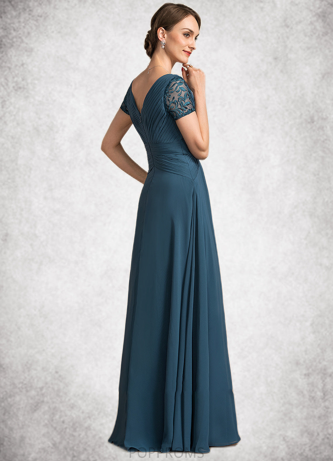 Gertrude A-Line V-neck Floor-Length Chiffon Mother of the Bride Dress With Lace PP6126P0014713