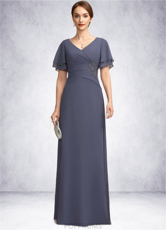 Raelynn A-Line V-neck Floor-Length Chiffon Mother of the Bride Dress With Ruffle Beading PP6126P0014737