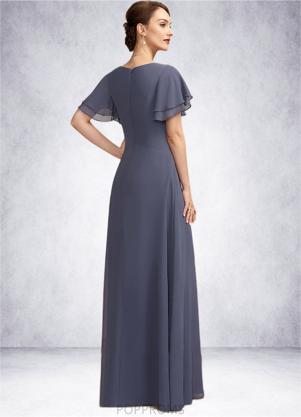 Raelynn A-Line V-neck Floor-Length Chiffon Mother of the Bride Dress With Ruffle Beading PP6126P0014737