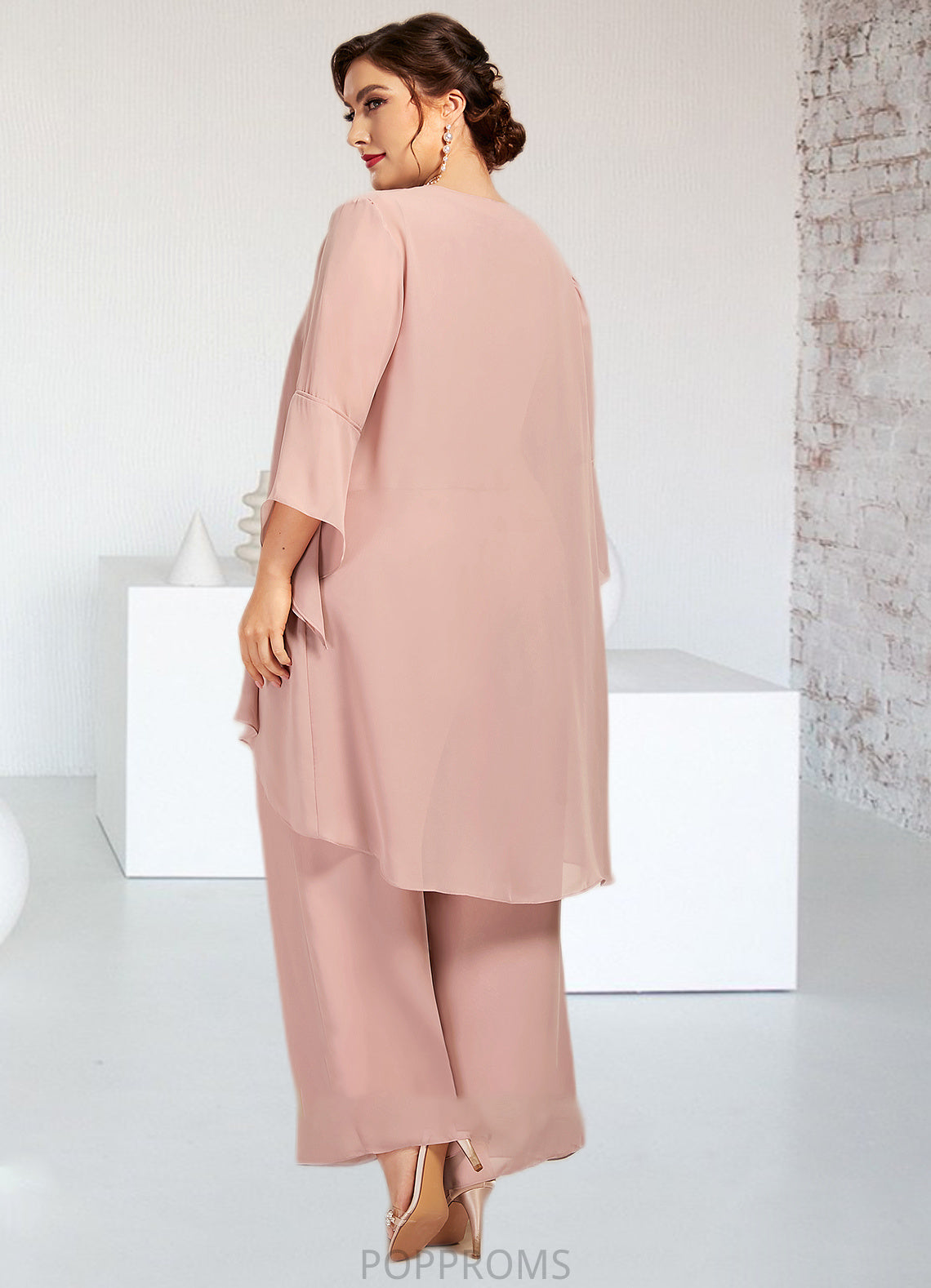 Nellie Jumpsuit/Pantsuit Scoop Neck Ankle-Length Chiffon Lace Mother of the Bride Dress PP6126P0014746