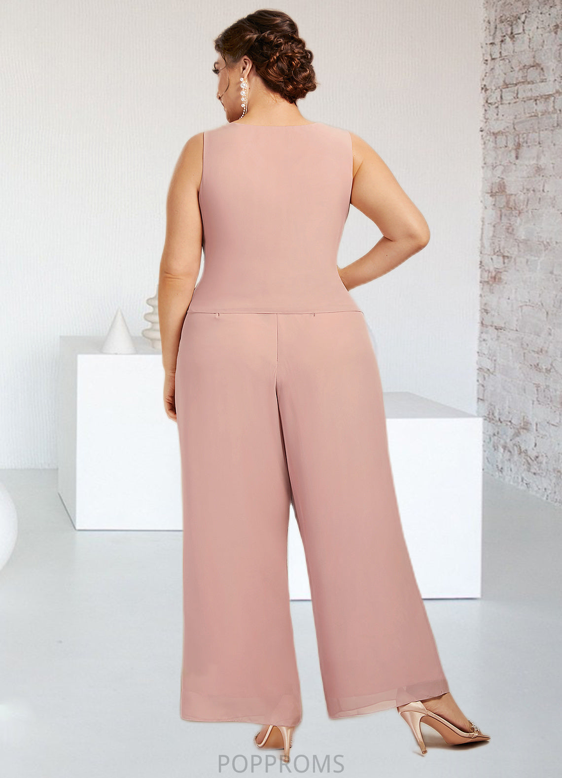 Nellie Jumpsuit/Pantsuit Scoop Neck Ankle-Length Chiffon Lace Mother of the Bride Dress PP6126P0014746