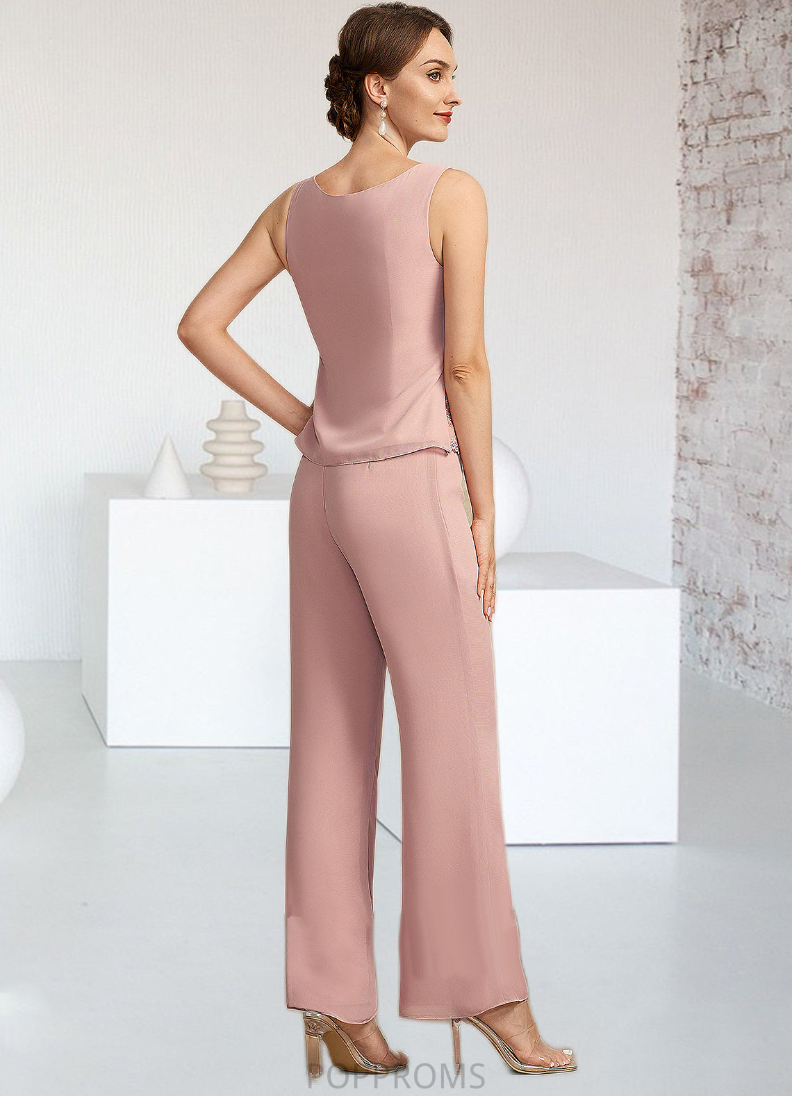 Nellie Jumpsuit/Pantsuit Scoop Neck Ankle-Length Chiffon Lace Mother of the Bride Dress PP6126P0014746