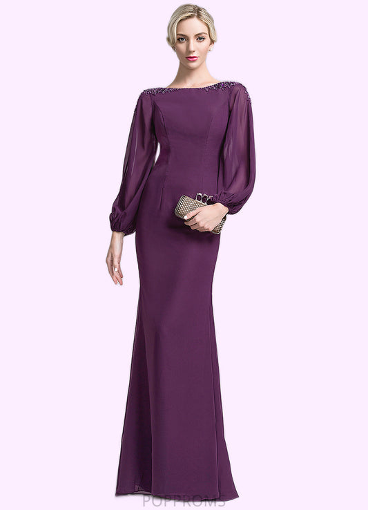 Kennedy Trumpet/Mermaid Scoop Neck Floor-Length Chiffon Mother of the Bride Dress With Beading Sequins PP6126P0014748