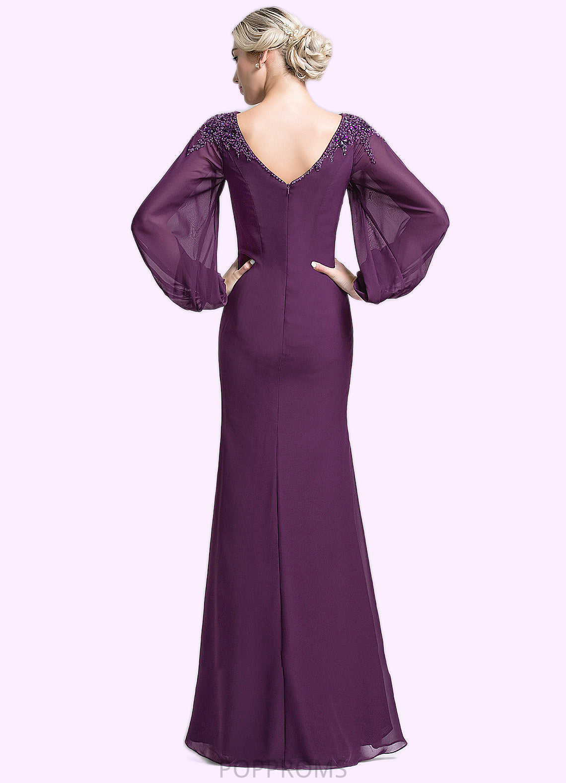 Kennedy Trumpet/Mermaid Scoop Neck Floor-Length Chiffon Mother of the Bride Dress With Beading Sequins PP6126P0014748