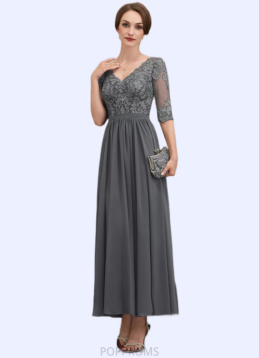 Yasmine A-line V-Neck Ankle-Length Chiffon Lace Mother of the Bride Dress PP6126P0014760