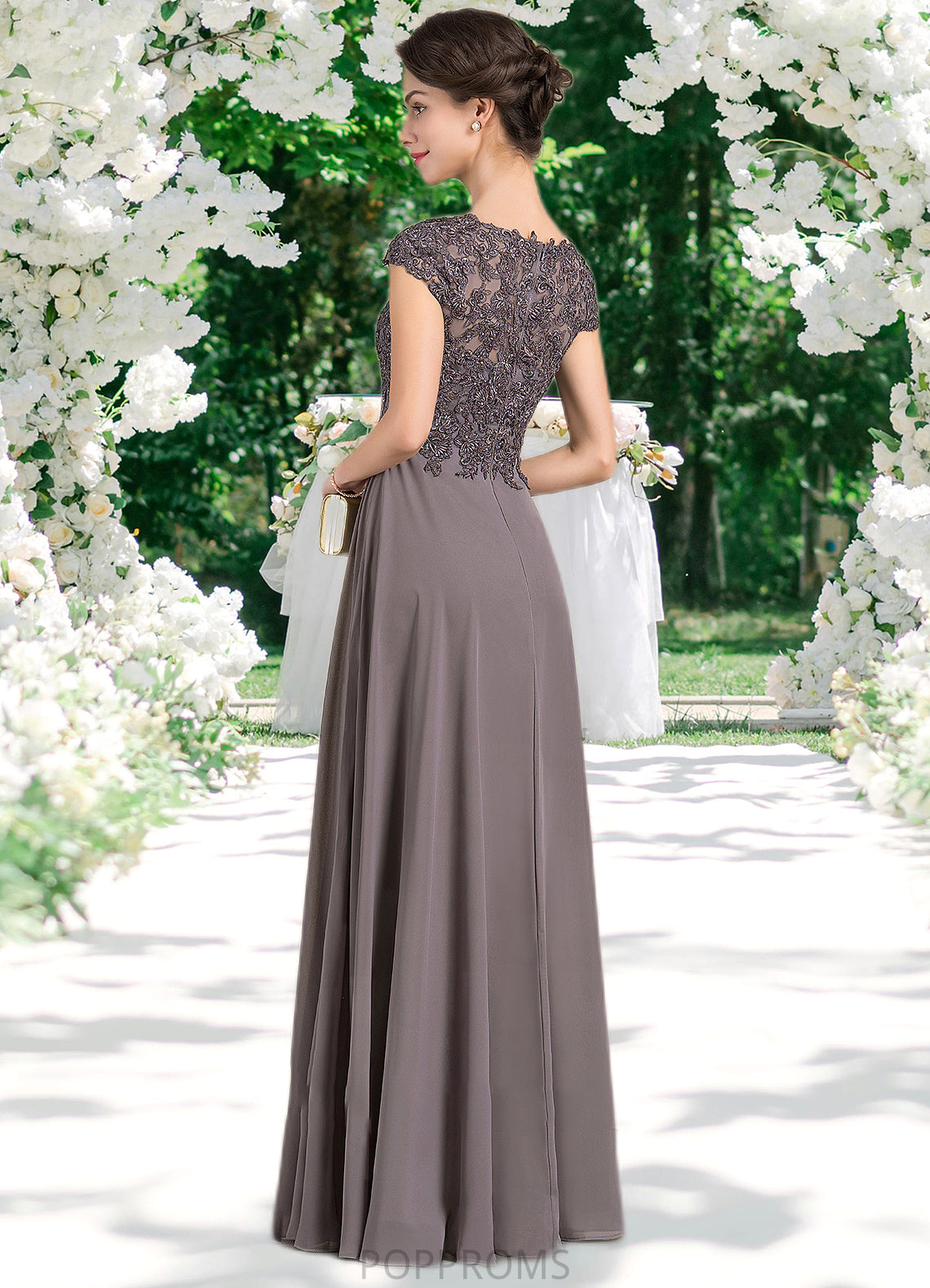 Cora A-Line Scoop Neck Floor-Length Chiffon Lace Mother of the Bride Dress With Beading PP6126P0014761