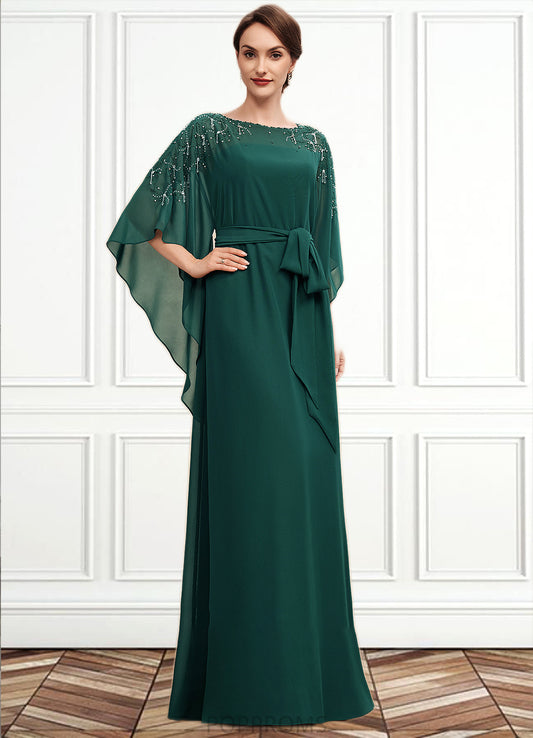 Christina A-Line Scoop Neck Floor-Length Chiffon Mother of the Bride Dress With Beading Bow(s) PP6126P0014763