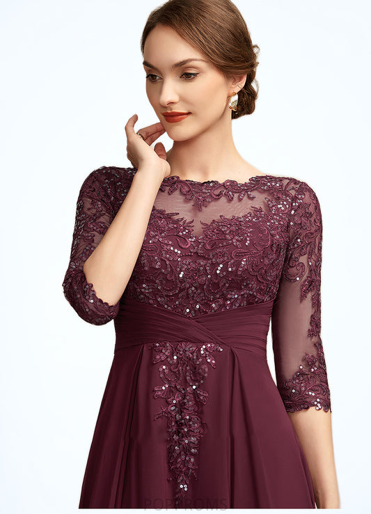 Carlie A-Line Scoop Neck Asymmetrical Chiffon Lace Mother of the Bride Dress With Ruffle Sequins PP6126P0014765