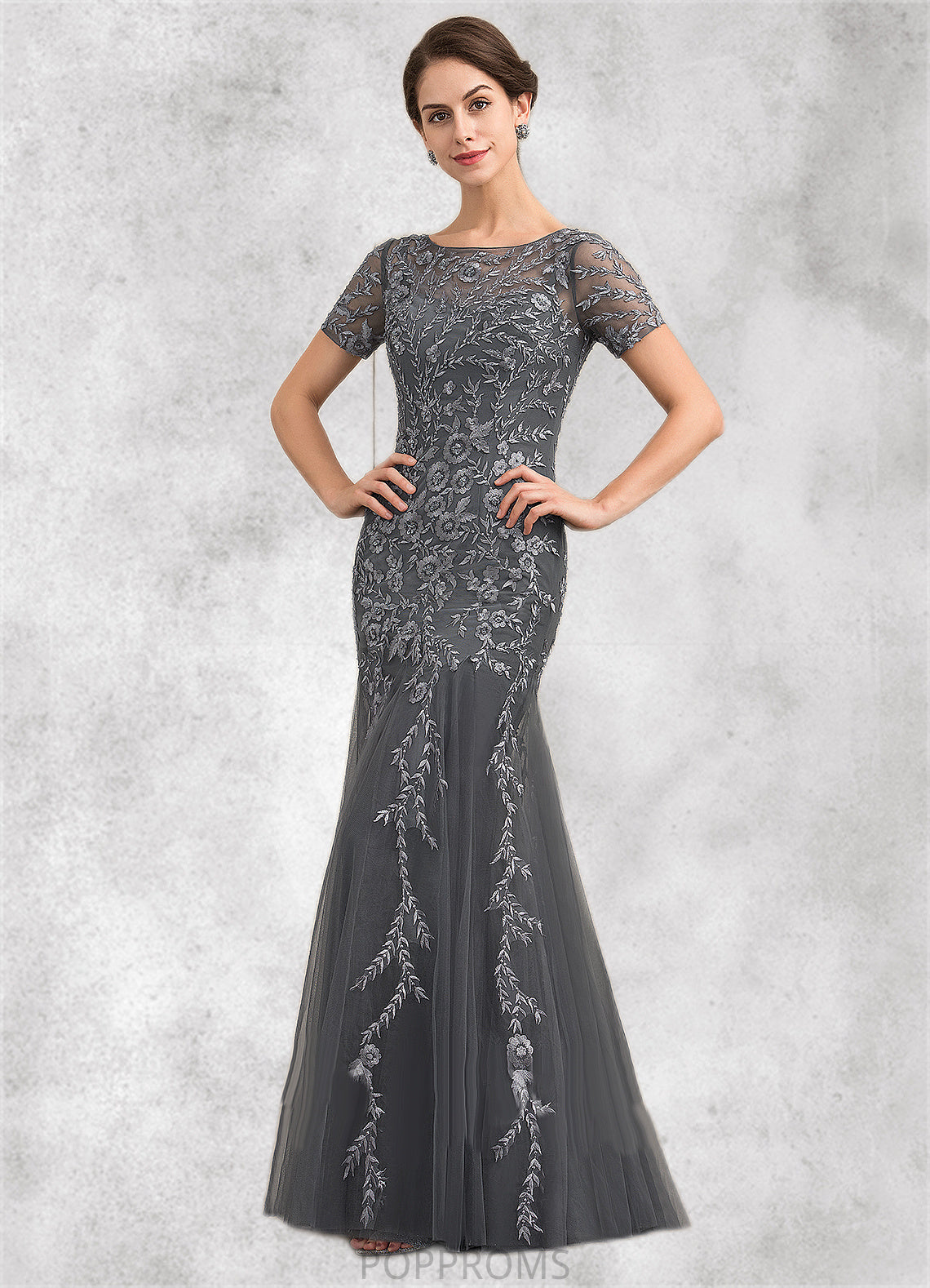 Nora Trumpet/Mermaid Scoop Neck Floor-Length Tulle Lace Mother of the Bride Dress With Beading Sequins PP6126P0014767