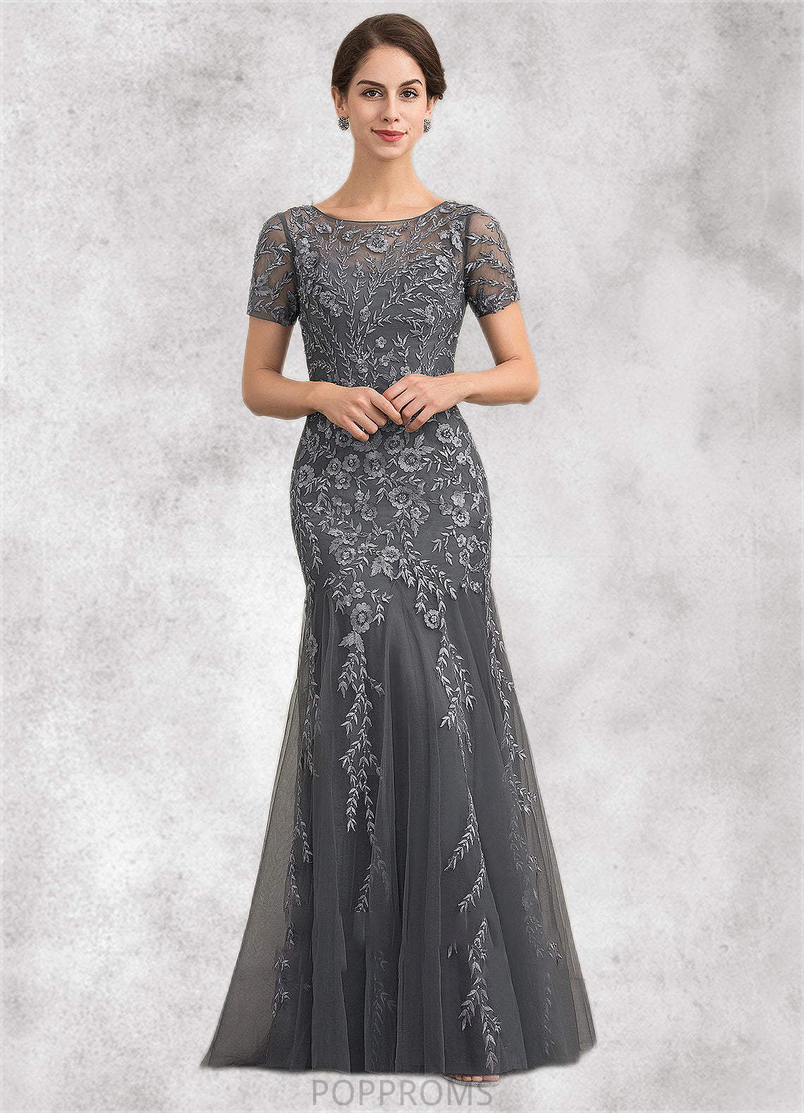 Nora Trumpet/Mermaid Scoop Neck Floor-Length Tulle Lace Mother of the Bride Dress With Beading Sequins PP6126P0014767