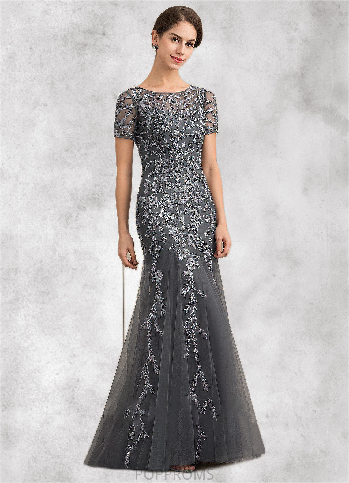 Nora Trumpet/Mermaid Scoop Neck Floor-Length Tulle Lace Mother of the Bride Dress With Beading Sequins PP6126P0014767