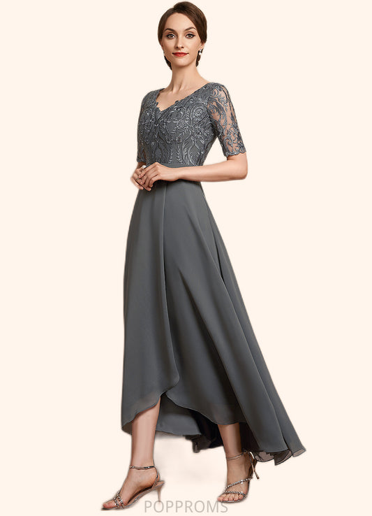 Willow A-Line V-neck Asymmetrical Chiffon Lace Mother of the Bride Dress PP6126P0014772