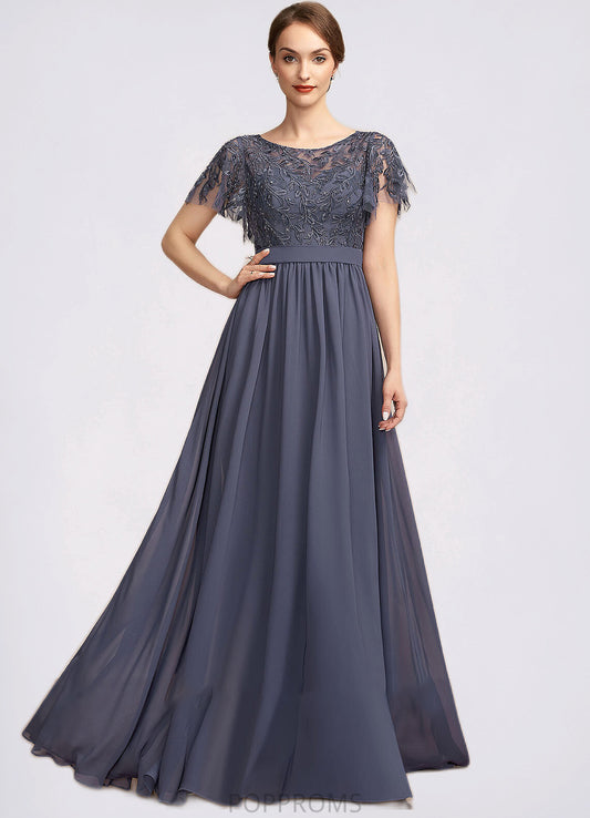 Sariah A-Line Scoop Neck Floor-Length Chiffon Lace Mother of the Bride Dress With Sequins PP6126P0014775