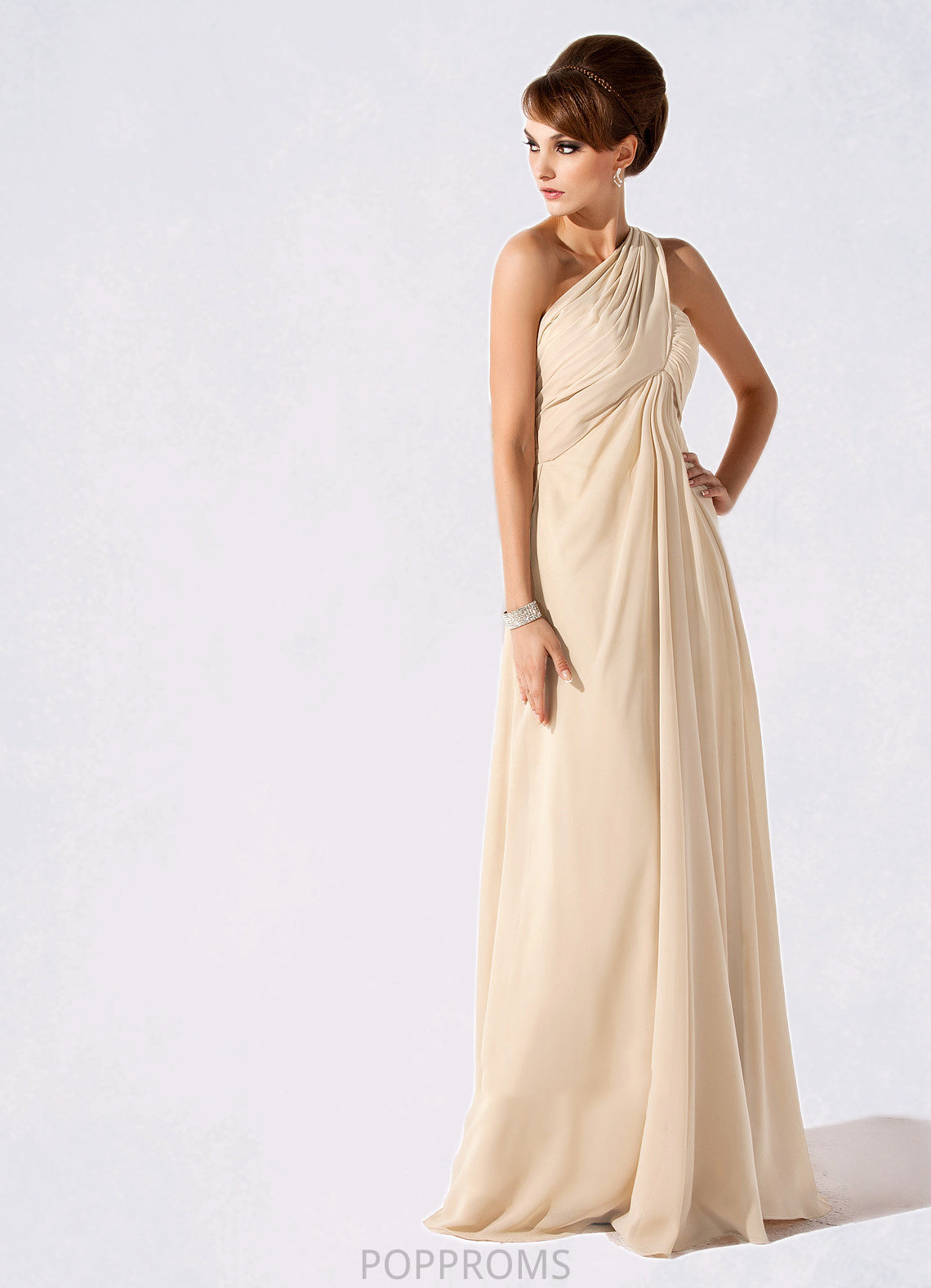 Lola Empire One-Shoulder Floor-Length Chiffon Mother of the Bride Dress With Ruffle PP6126P0014777