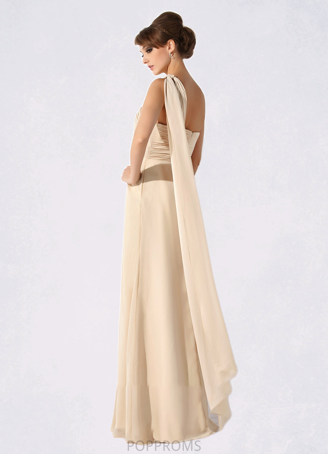 Lola Empire One-Shoulder Floor-Length Chiffon Mother of the Bride Dress With Ruffle PP6126P0014777