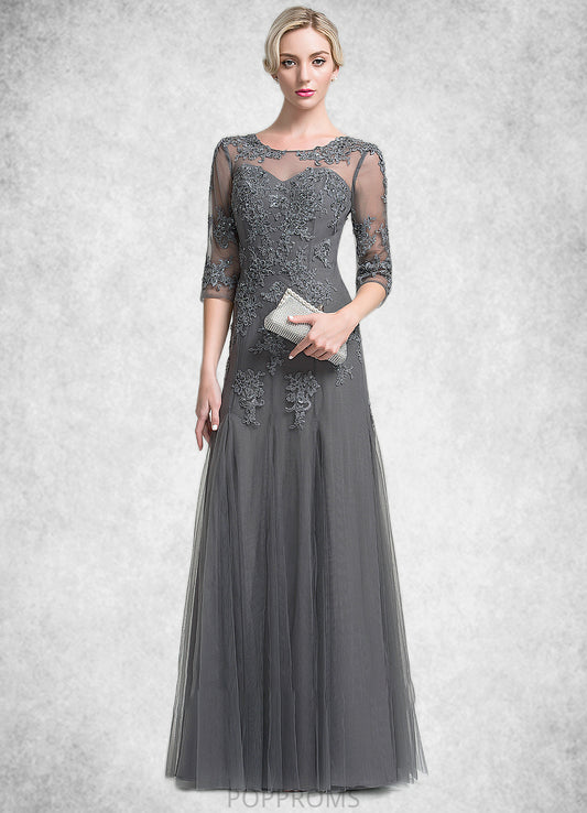 Savannah A-Line/Princess Scoop Neck Floor-Length Tulle Mother of the Bride Dress With Beading Sequins PP6126P0014782